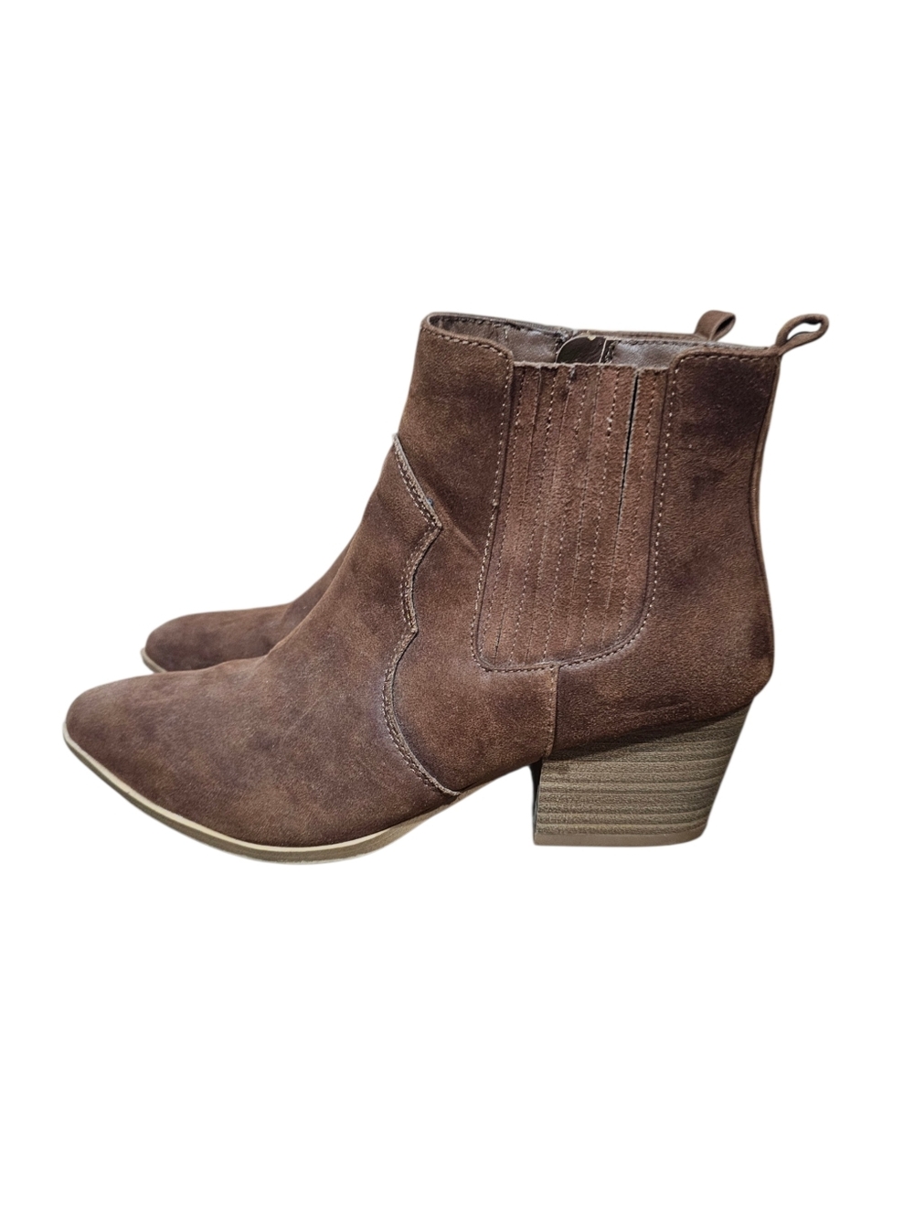 Time and Tru Brown Ankle Boots Block Heel Western Style Size 8.5 Womens - Picture 6 of 9